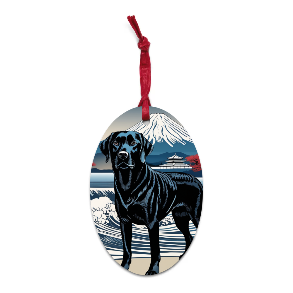 PugMug Custom Black Labrador Retriever Wooden Ornament