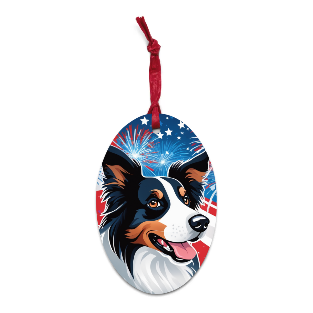 PugMug Custom Border Collie Wooden Ornament