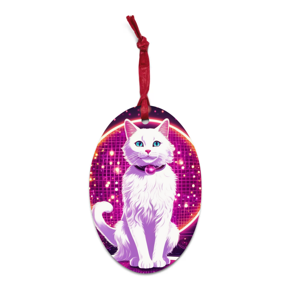 PugMug Custom White Companion Cat Wooden Ornament