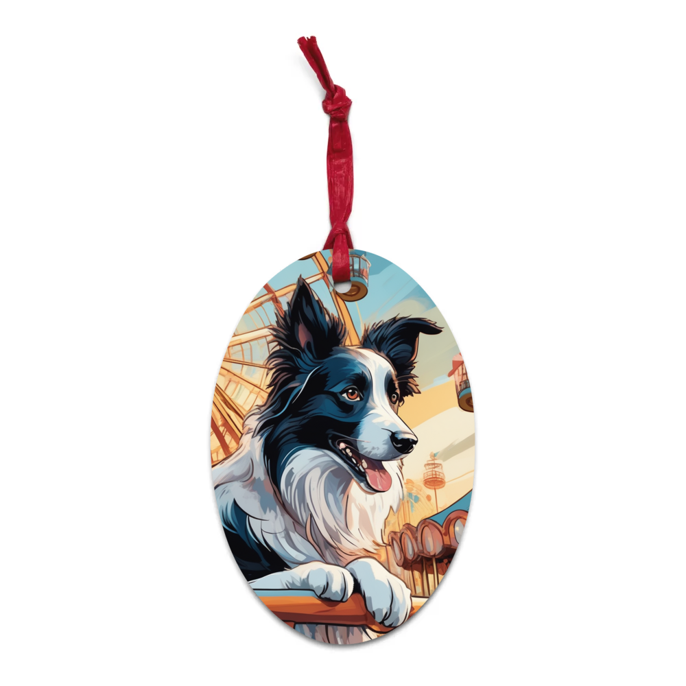 PugMug Custom Border Collie Wooden Ornament
