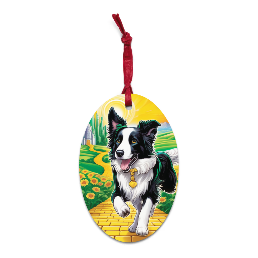 PugMug Custom Border Collie Wooden Ornament