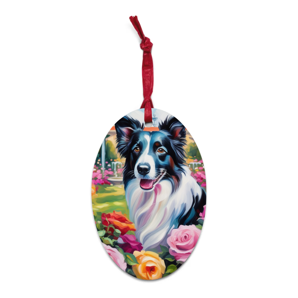 PugMug Custom Border Collie Wooden Ornament