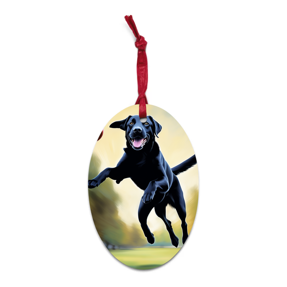 PugMug Custom Black Labrador Retriever Wooden Ornament