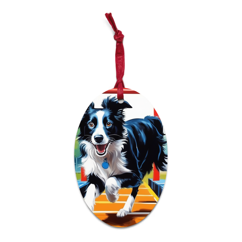 PugMug Custom Border Collie Wooden Ornament