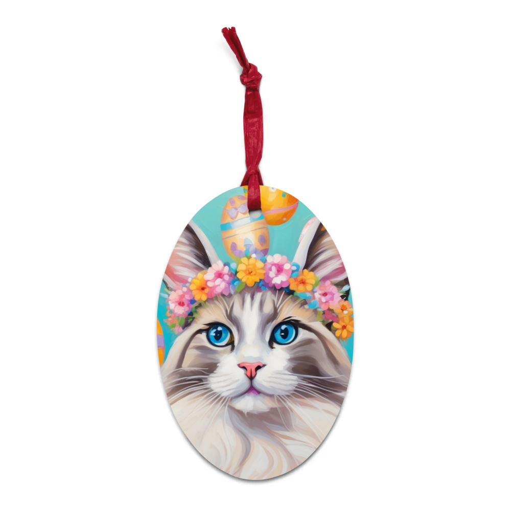 PugMug Custom Tabby Ragdoll Cat Wooden Ornament