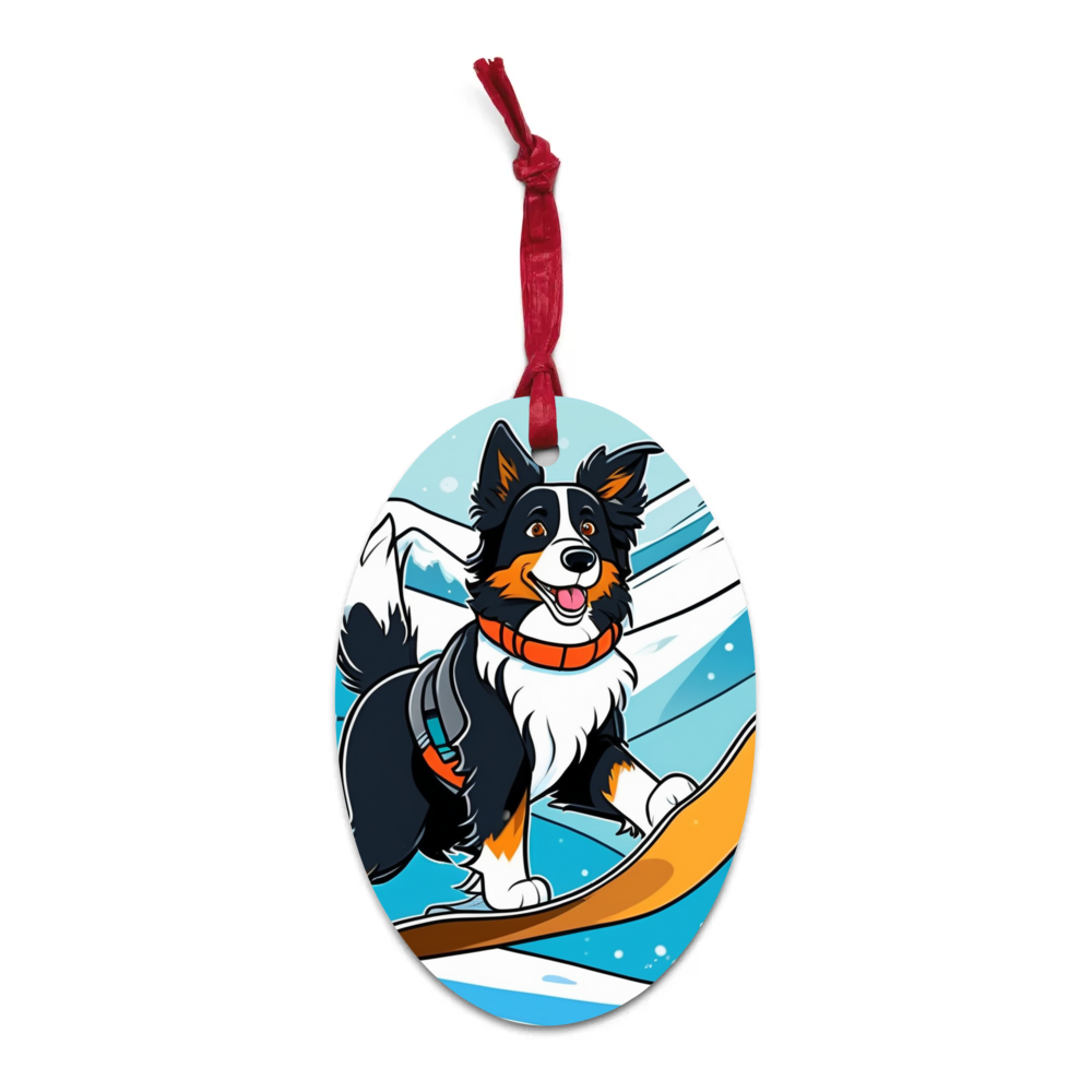 PugMug Custom Border Collie Wooden Ornament