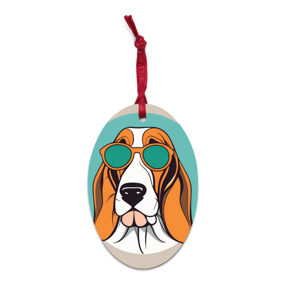 PugMug Custom Basset Hound Wooden Ornament