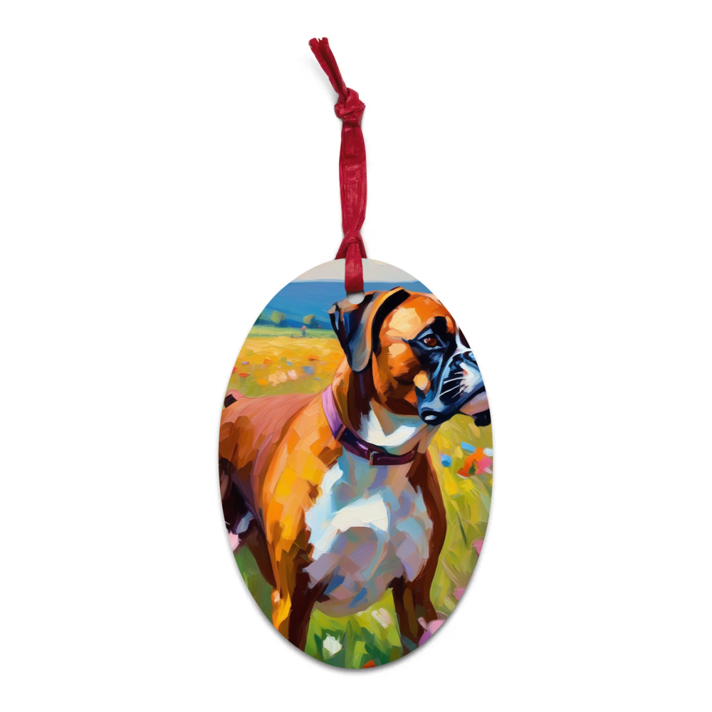 PugMug Custom Boxer Dog Wooden Ornament