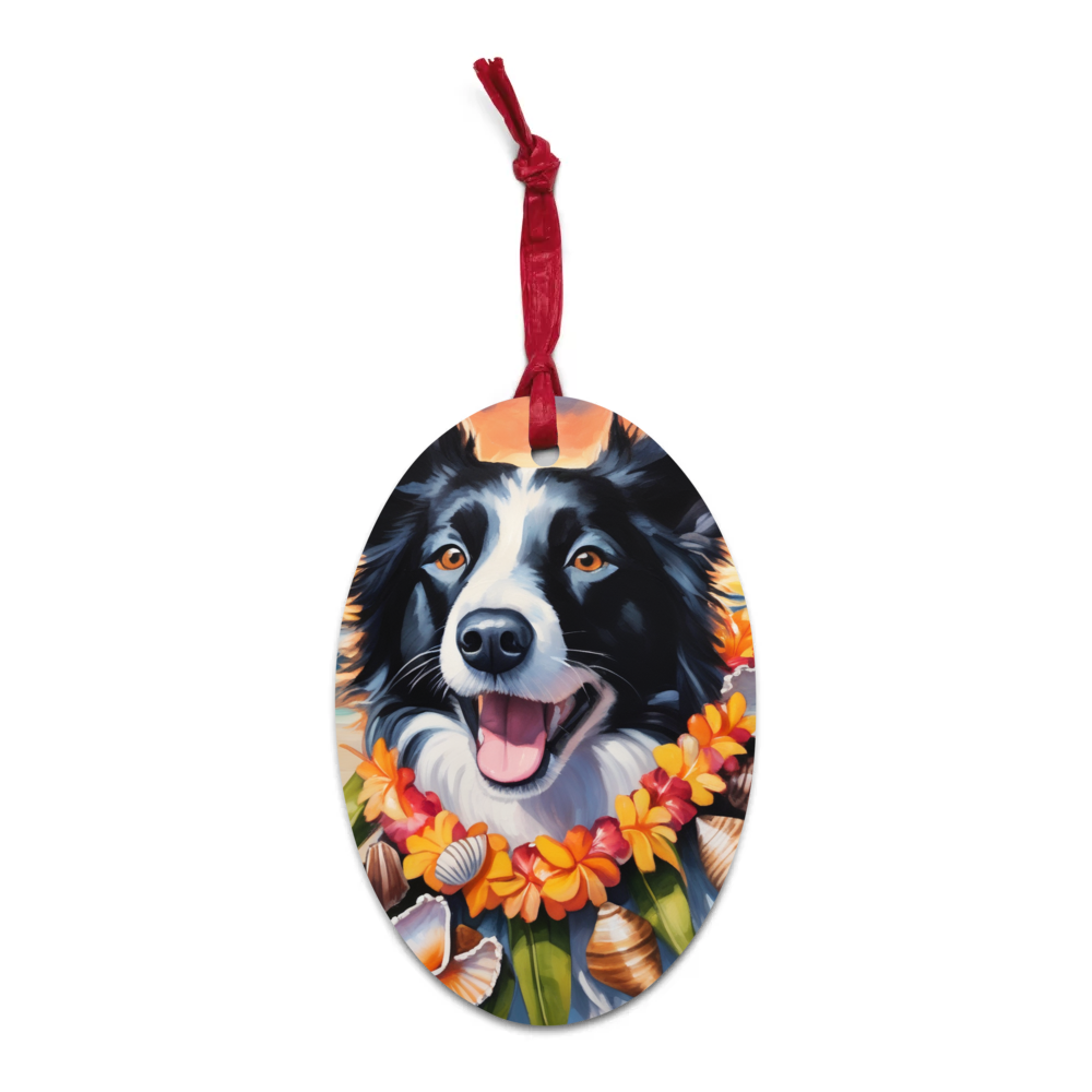 PugMug Custom Border Collie Wooden Ornament