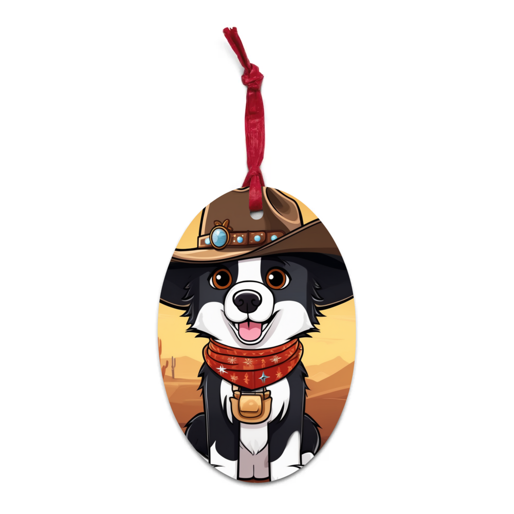 PugMug Custom Border Collie Wooden Ornament