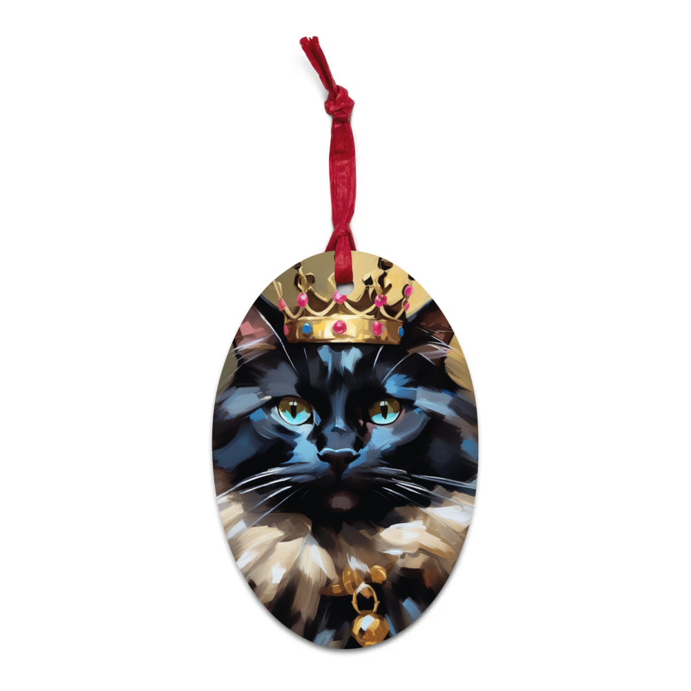 PugMug Custom Black Ragdoll Cat Wooden Ornament