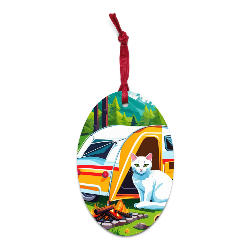 PugMug Custom White Companion Cat Wooden Ornament