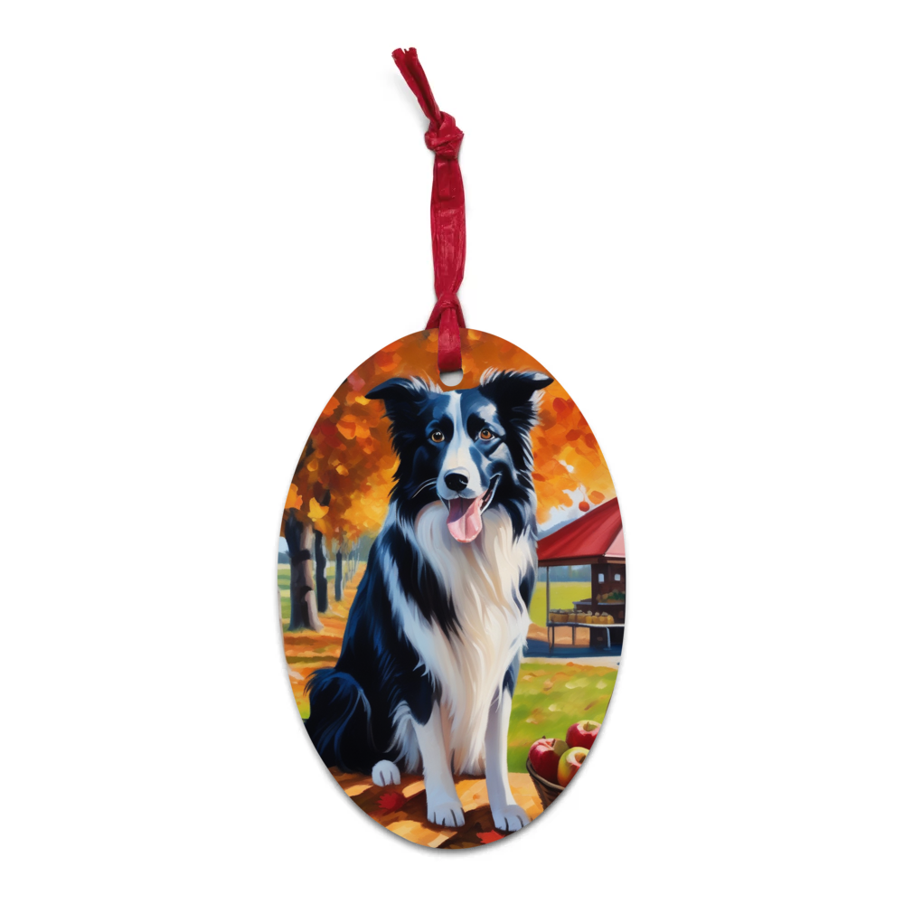 PugMug Custom Border Collie Wooden Ornament