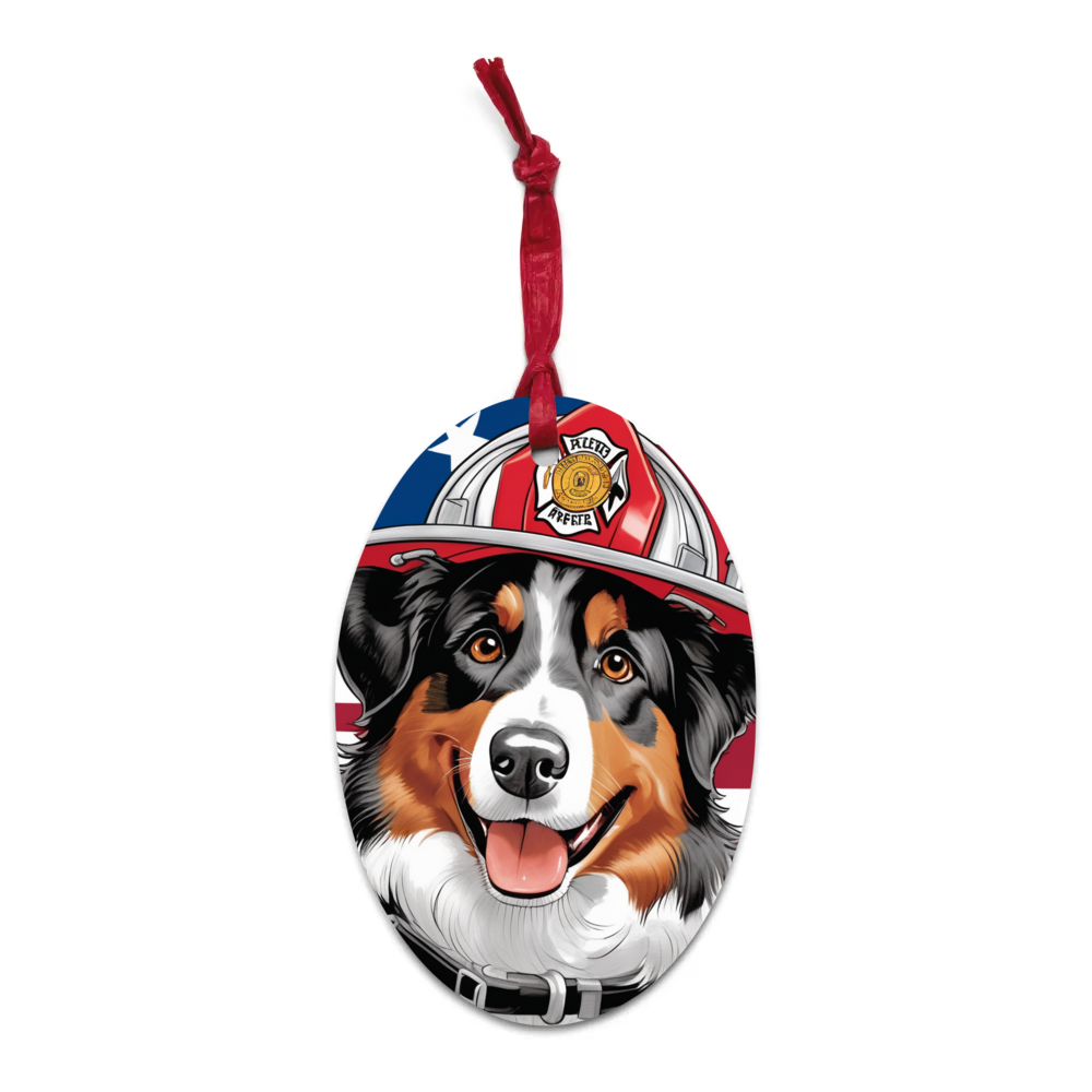 PugMug Custom Australian Shepherd Dog Wooden Ornament
