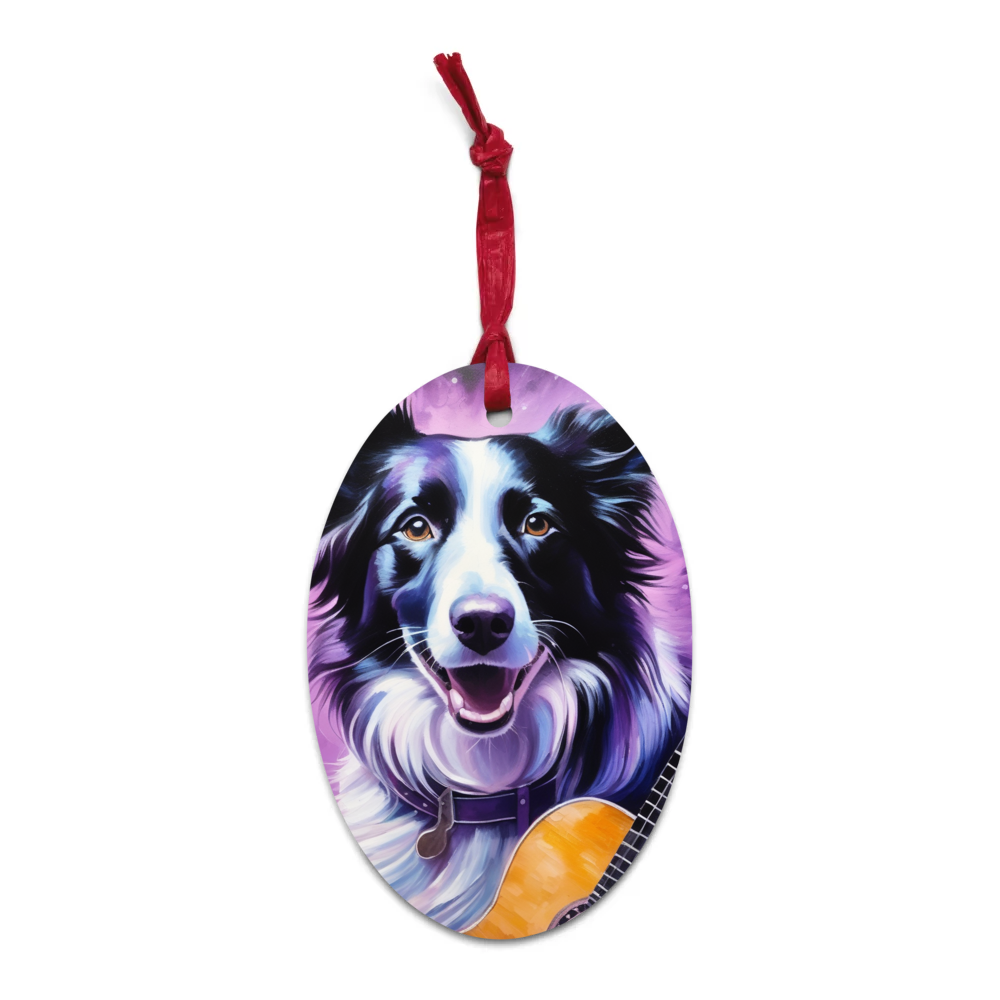 PugMug Custom Border Collie Wooden Ornament