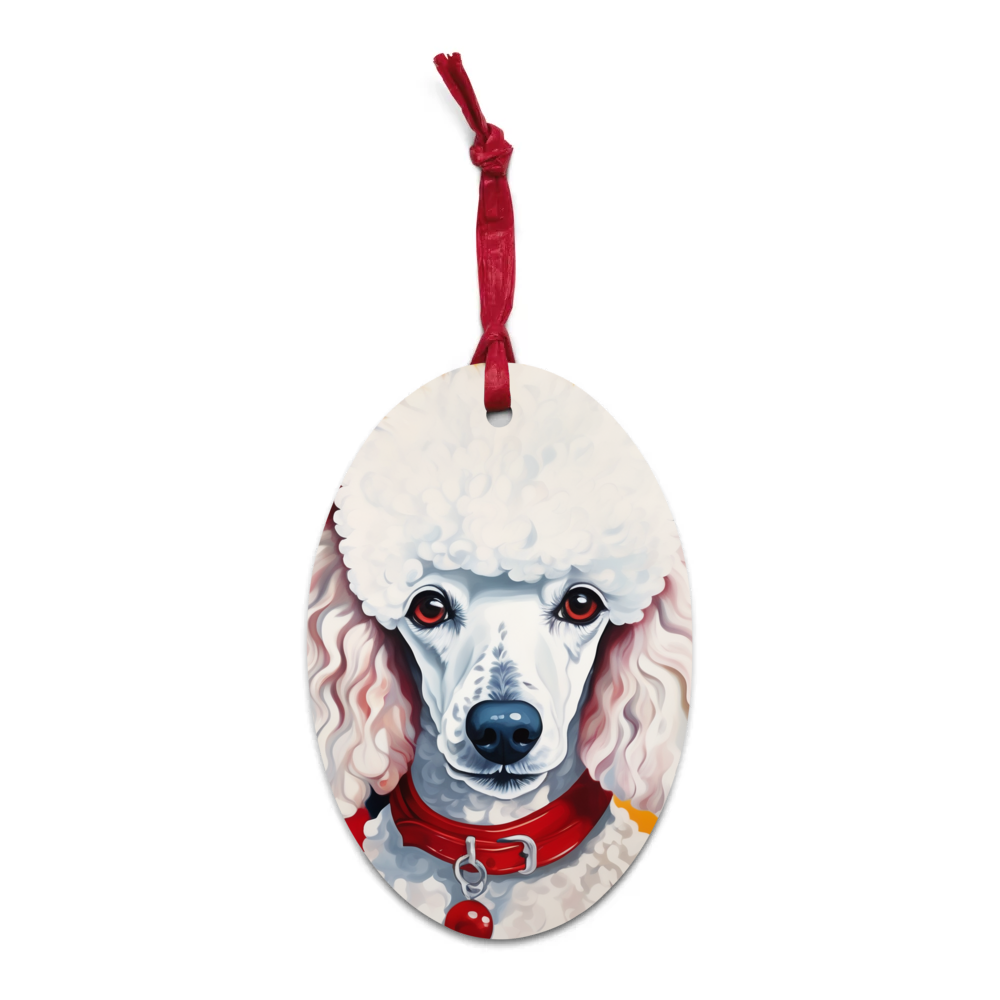 PugMug Custom White Poodle Wooden Ornament