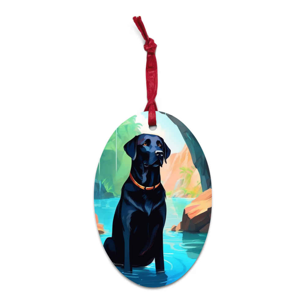 PugMug Custom Black Labrador Retriever Wooden Ornament