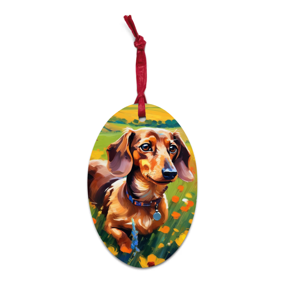 PugMug Custom Tan Dachshund Wooden Ornament
