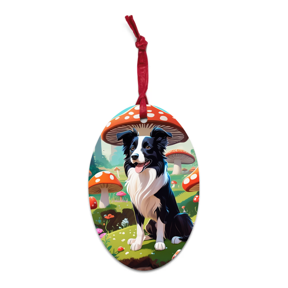 PugMug Custom Border Collie Wooden Ornament
