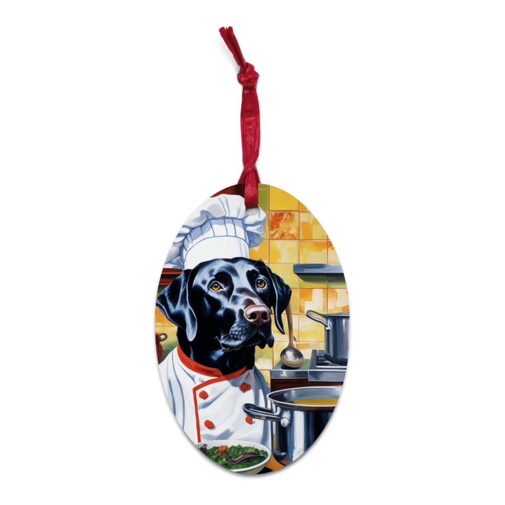 PugMug Custom Black Labrador Retriever Wooden Ornament