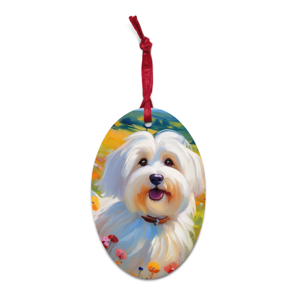 PugMug Custom White Havanese Dog Wooden Ornament