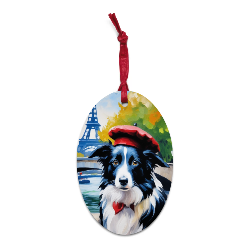 PugMug Custom Border Collie Wooden Ornament