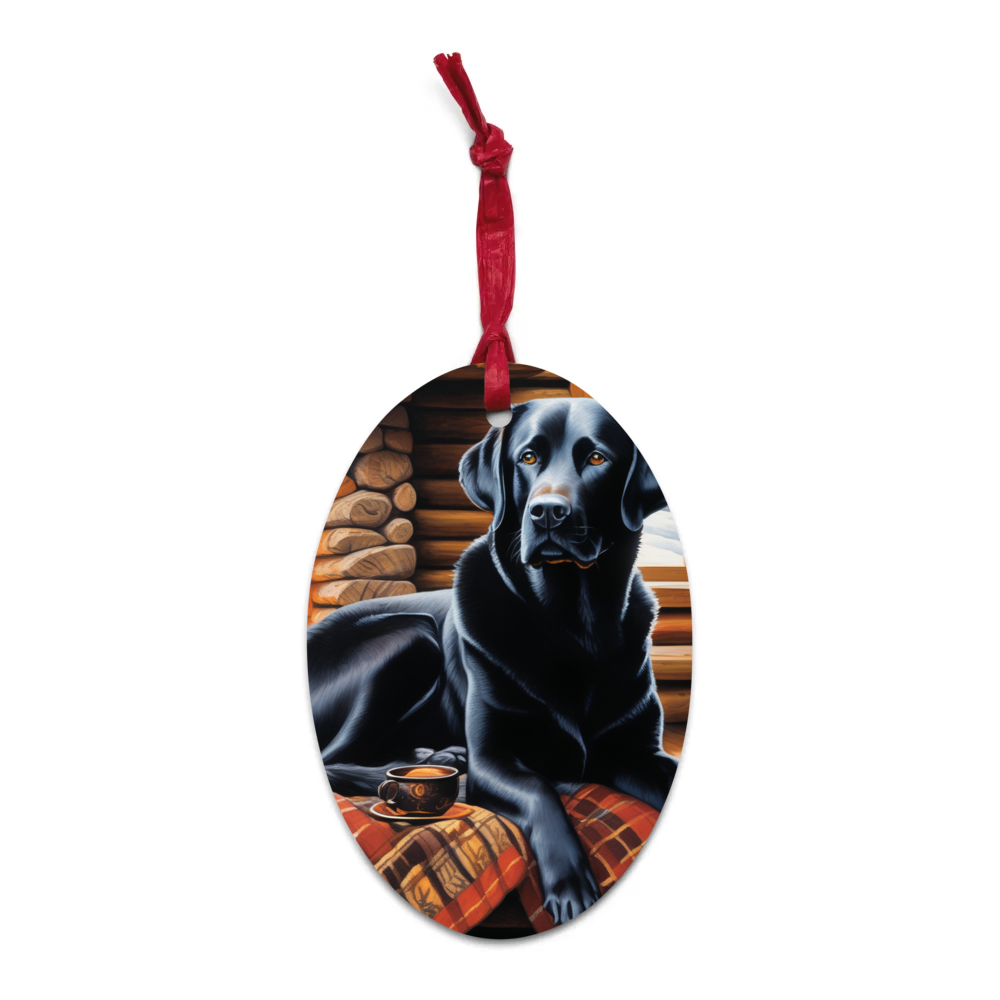 PugMug Custom Black Labrador Retriever Wooden Ornament