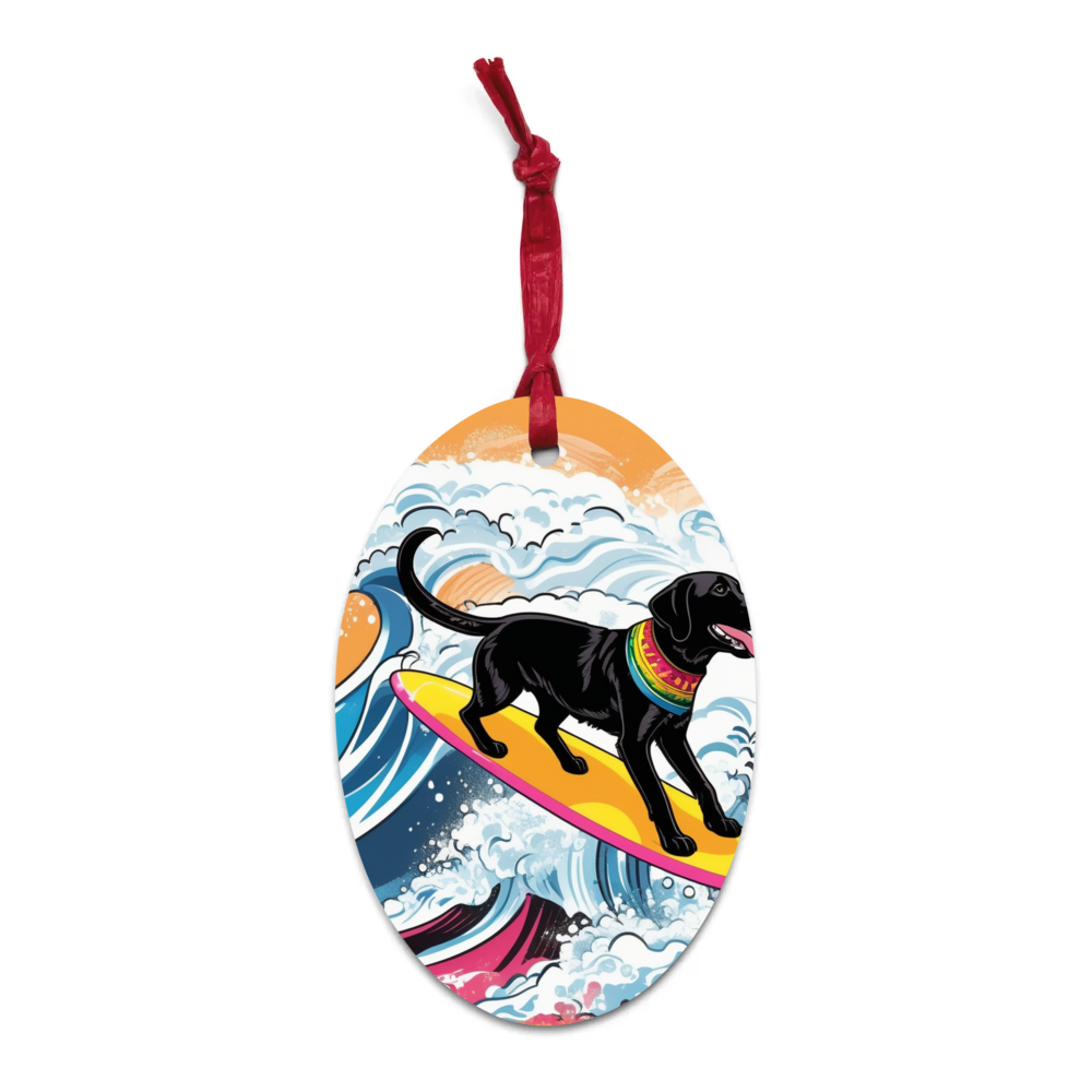 PugMug Custom Black Labrador Retriever Wooden Ornament