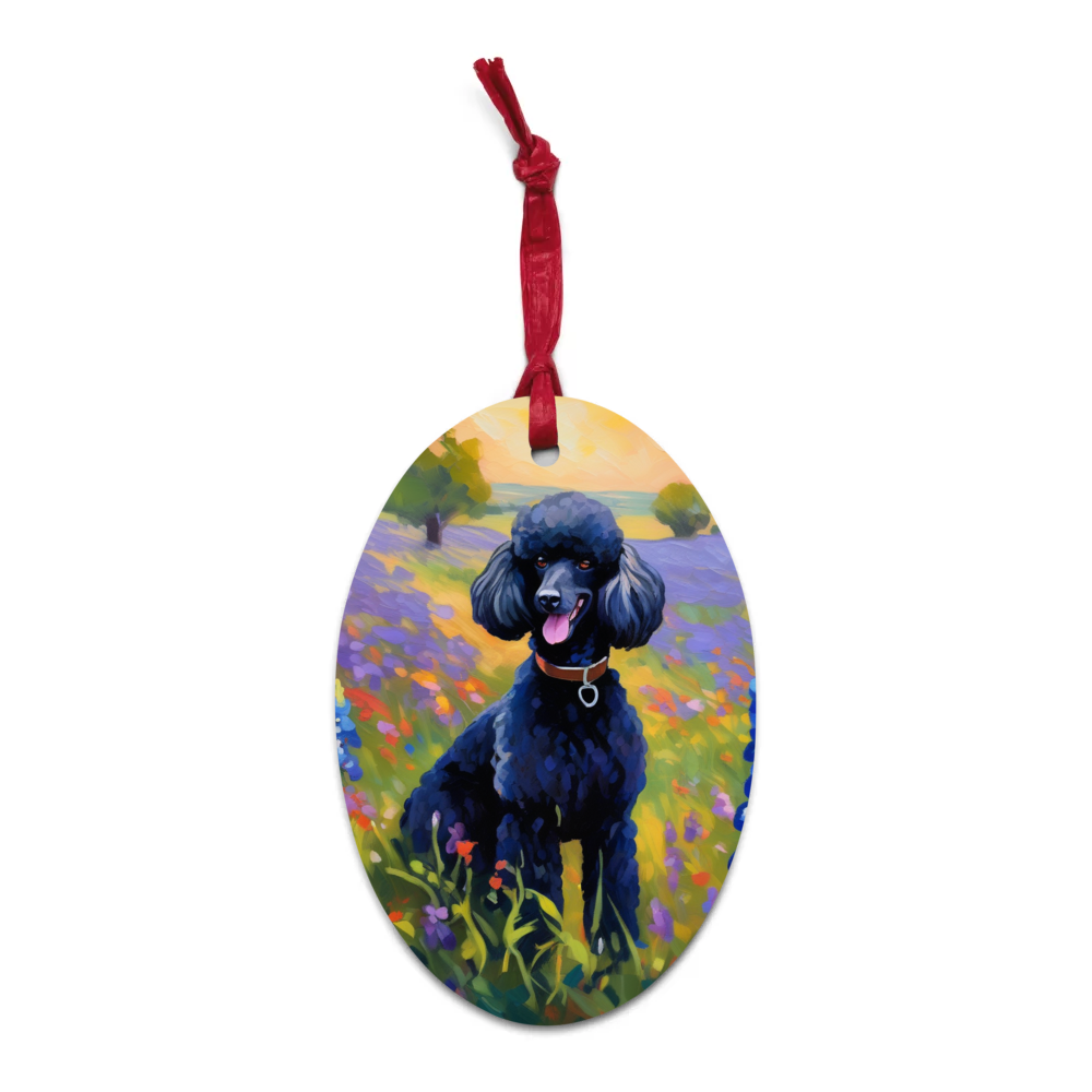PugMug Custom Black Poodle Wooden Ornament