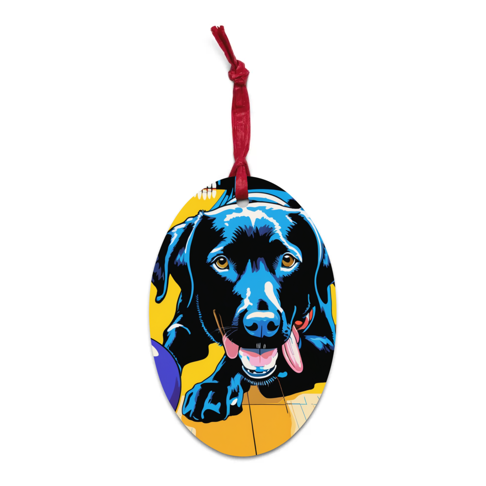 PugMug Custom Black Labrador Retriever Wooden Ornament