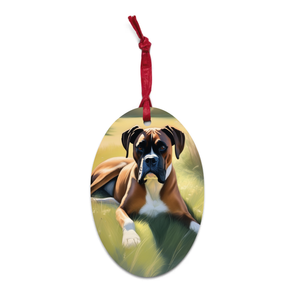 PugMug Custom Boxer Dog Wooden Ornament