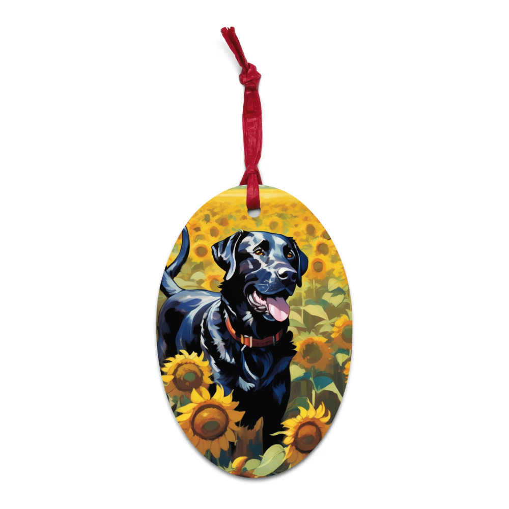 PugMug Custom Black Labrador Retriever Wooden Ornament