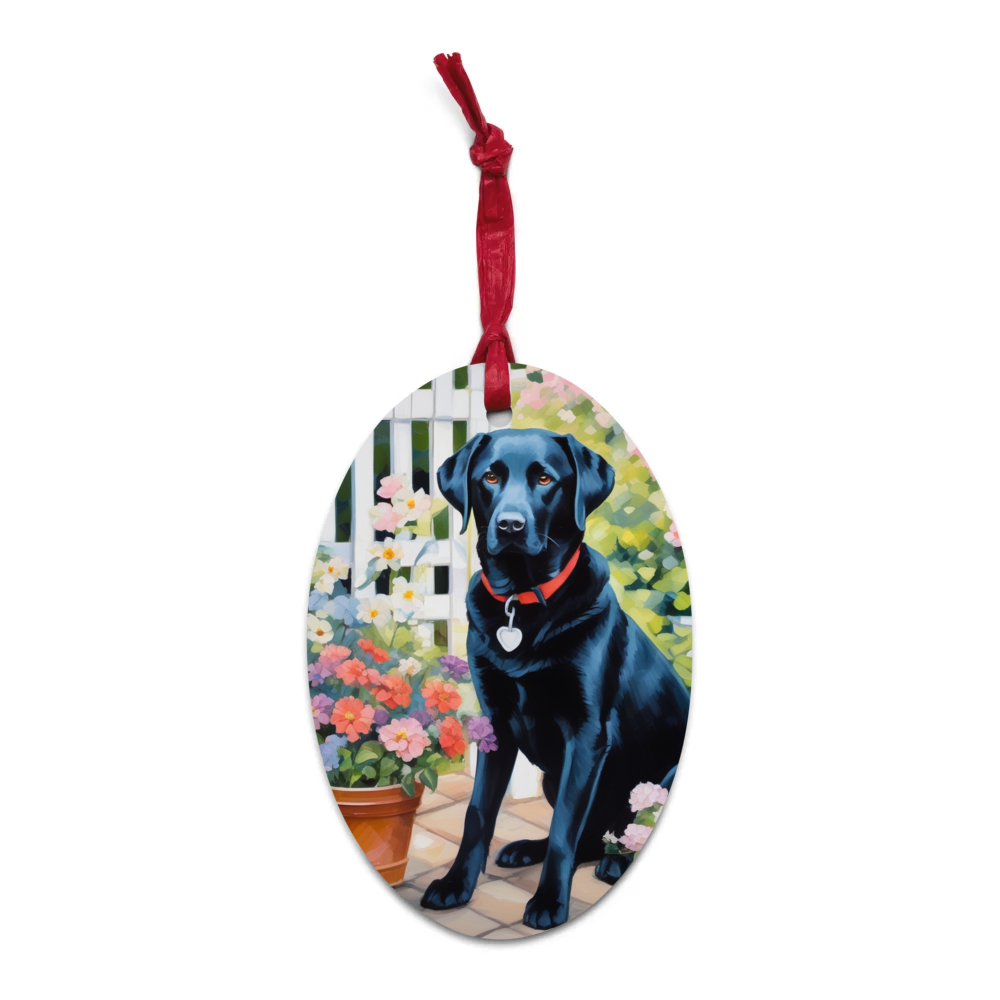 PugMug Custom Black Labrador Retriever Wooden Ornament