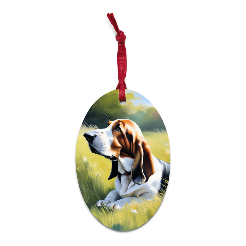 PugMug Custom Basset Hound Wooden Ornament
