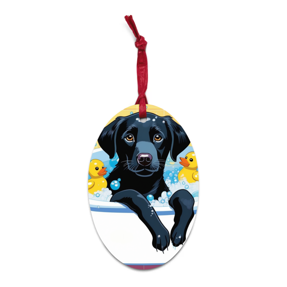 PugMug Custom Black Labrador Retriever Wooden Ornament