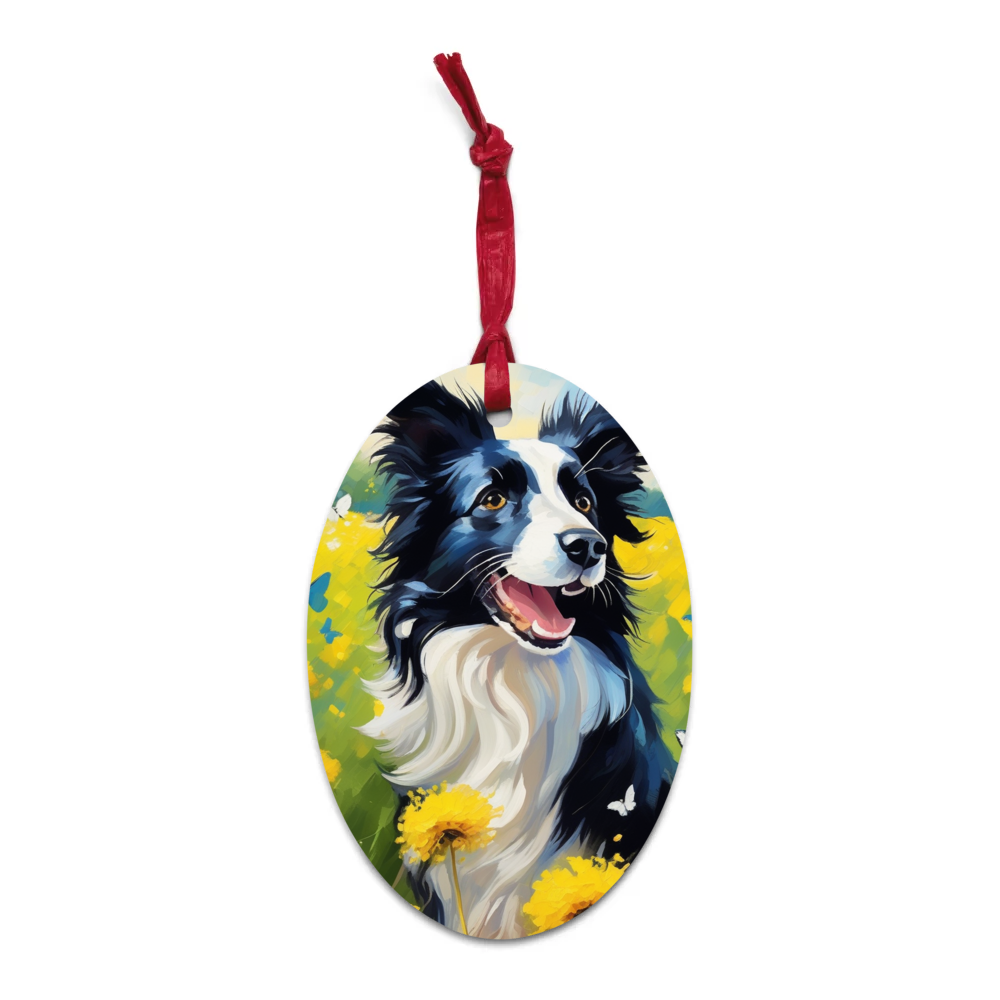 PugMug Custom Border Collie Wooden Ornament