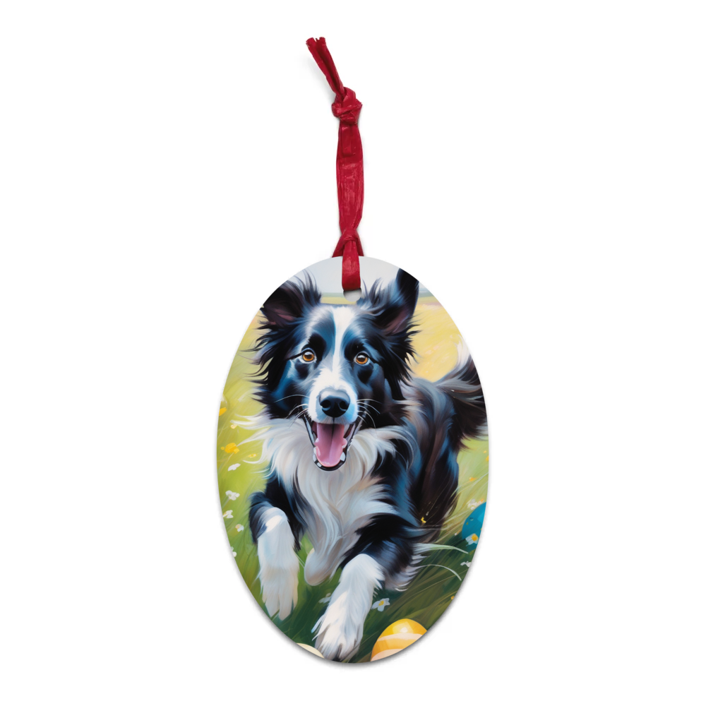 PugMug Custom Border Collie Wooden Ornament