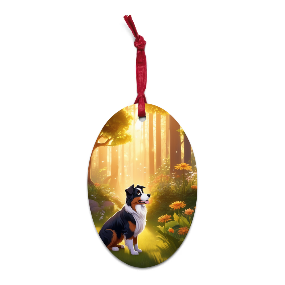 PugMug Custom Australian Shepherd Dog Wooden Ornament