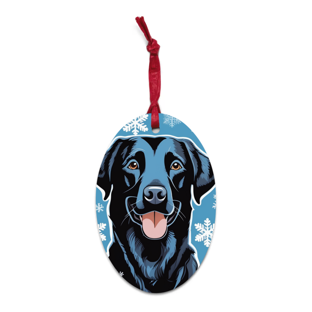 PugMug Custom Black Labrador Retriever Wooden Ornament