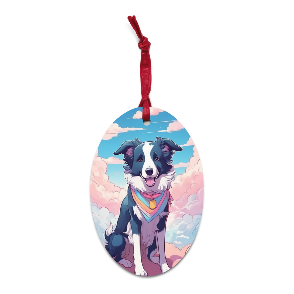 PugMug Custom Border Collie Wooden Ornament