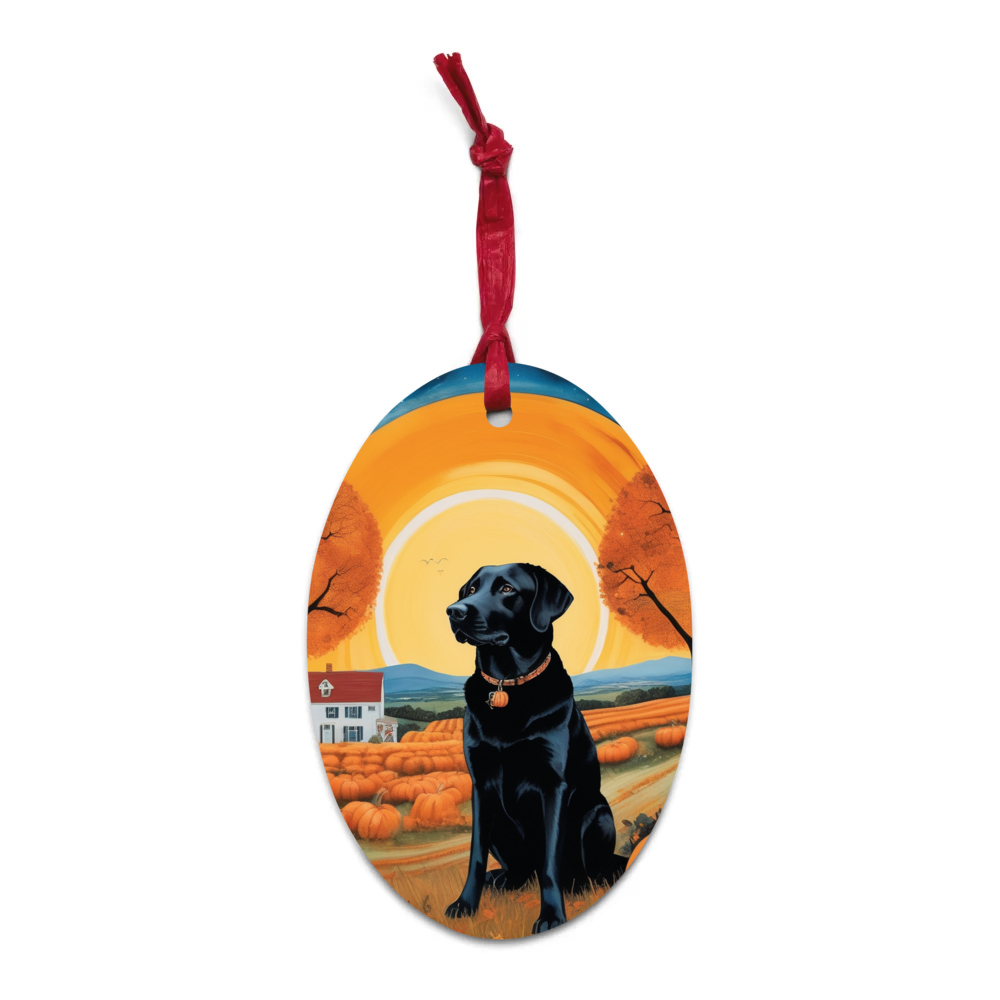PugMug Custom Black Labrador Retriever Wooden Ornament