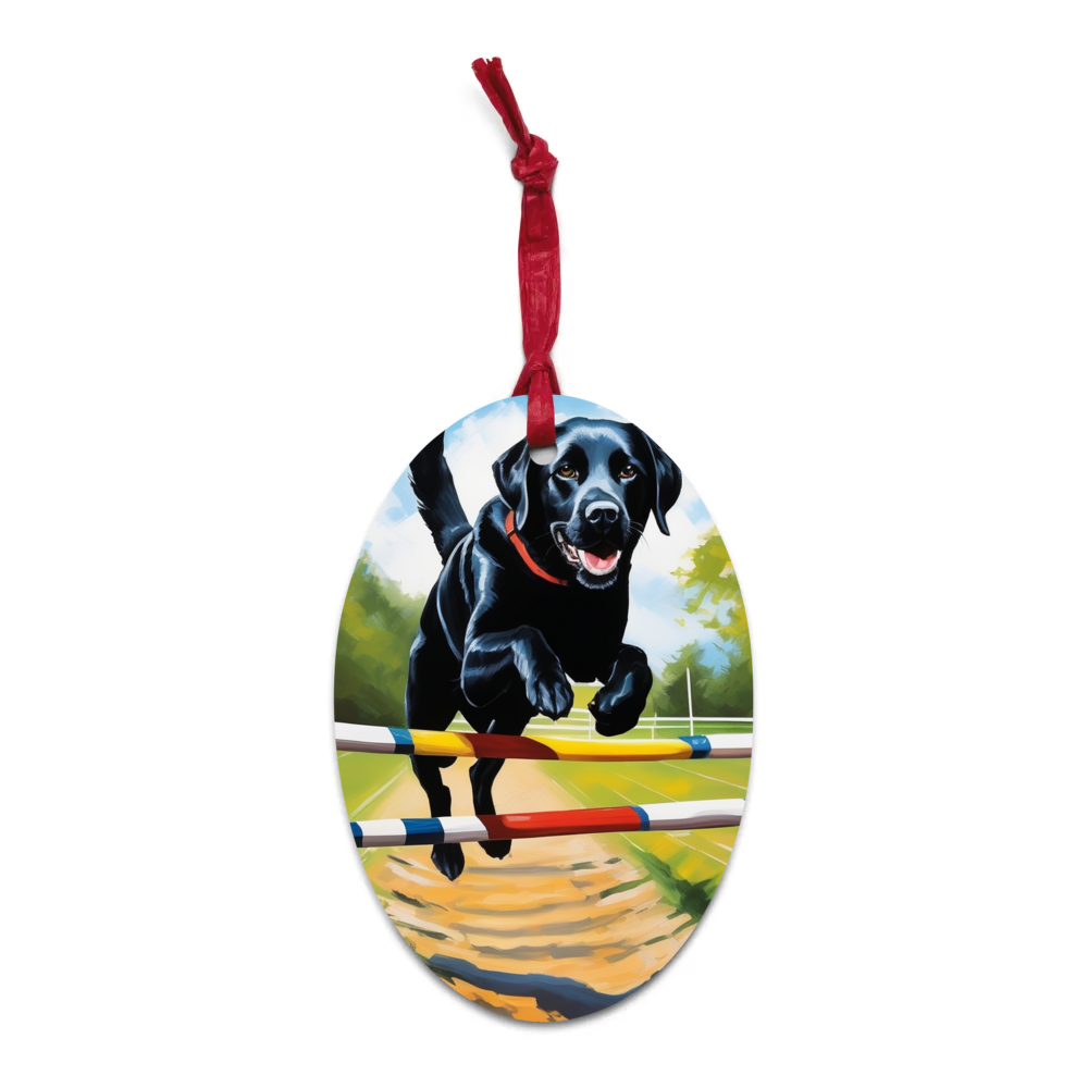 PugMug Custom Black Labrador Retriever Wooden Ornament