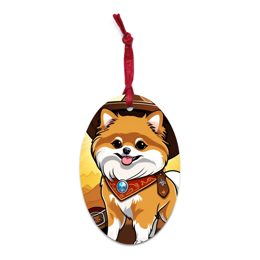 PugMug Custom Tan Pomeranian Wooden Ornament