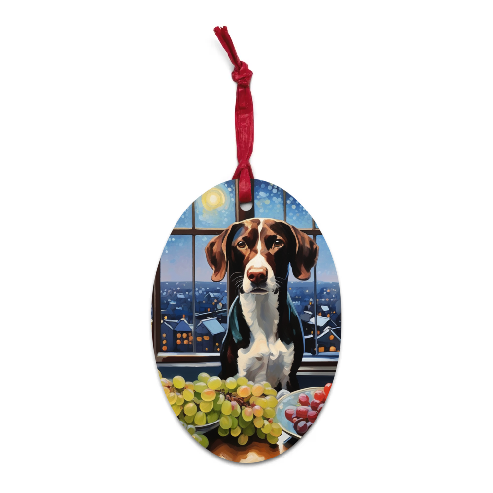 PugMug Custom Pointer Dog Wooden Ornament