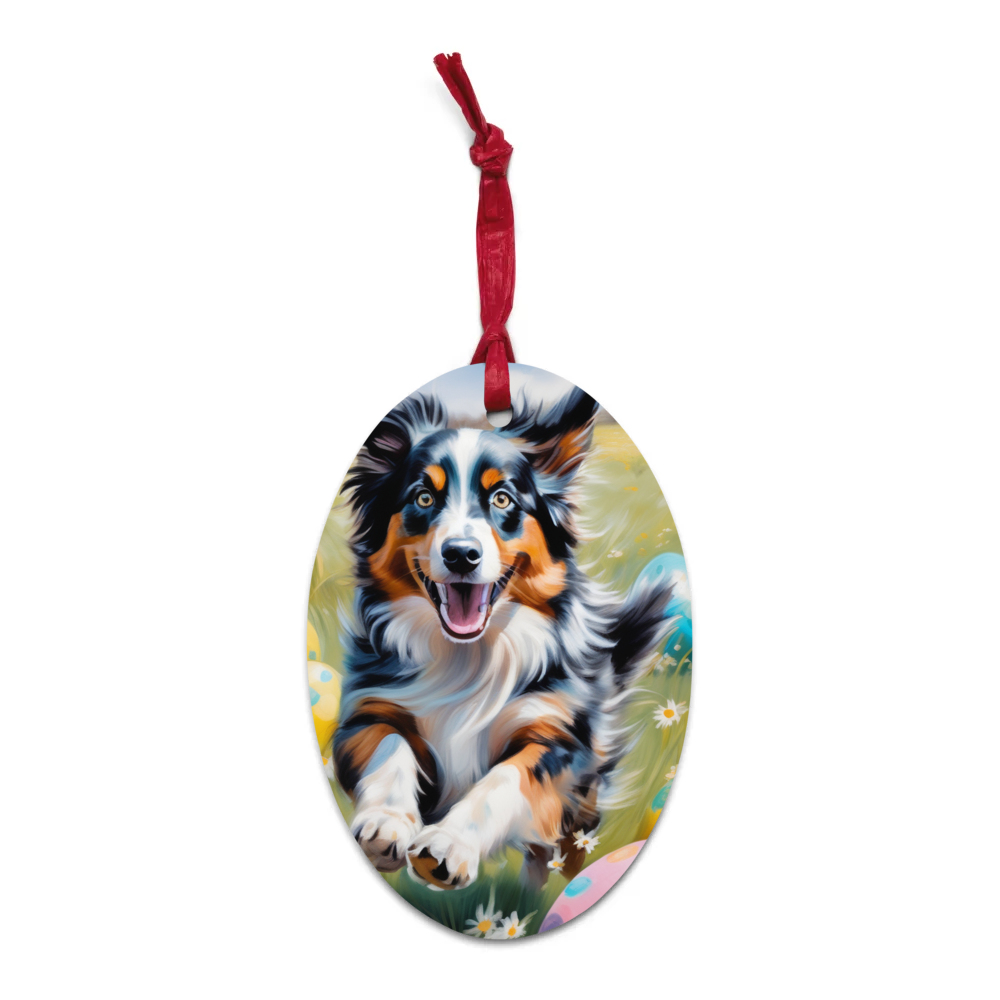 PugMug Custom Australian Shepherd Dog Wooden Ornament