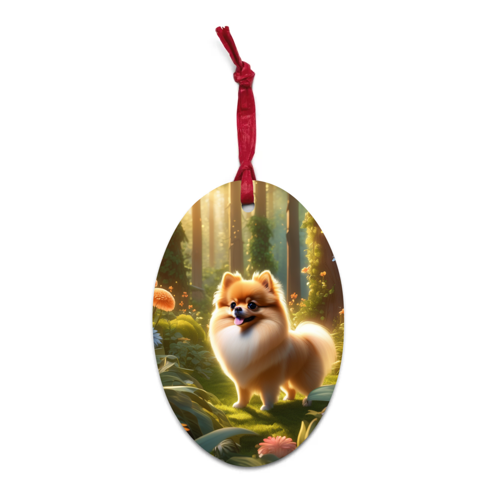 PugMug Custom Tan Pomeranian Wooden Ornament