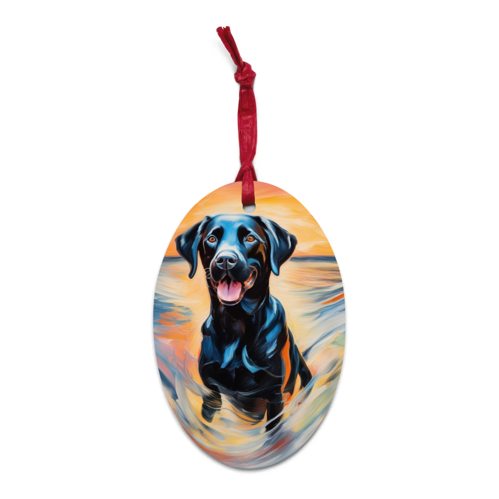 PugMug Custom Black Labrador Retriever Wooden Ornament