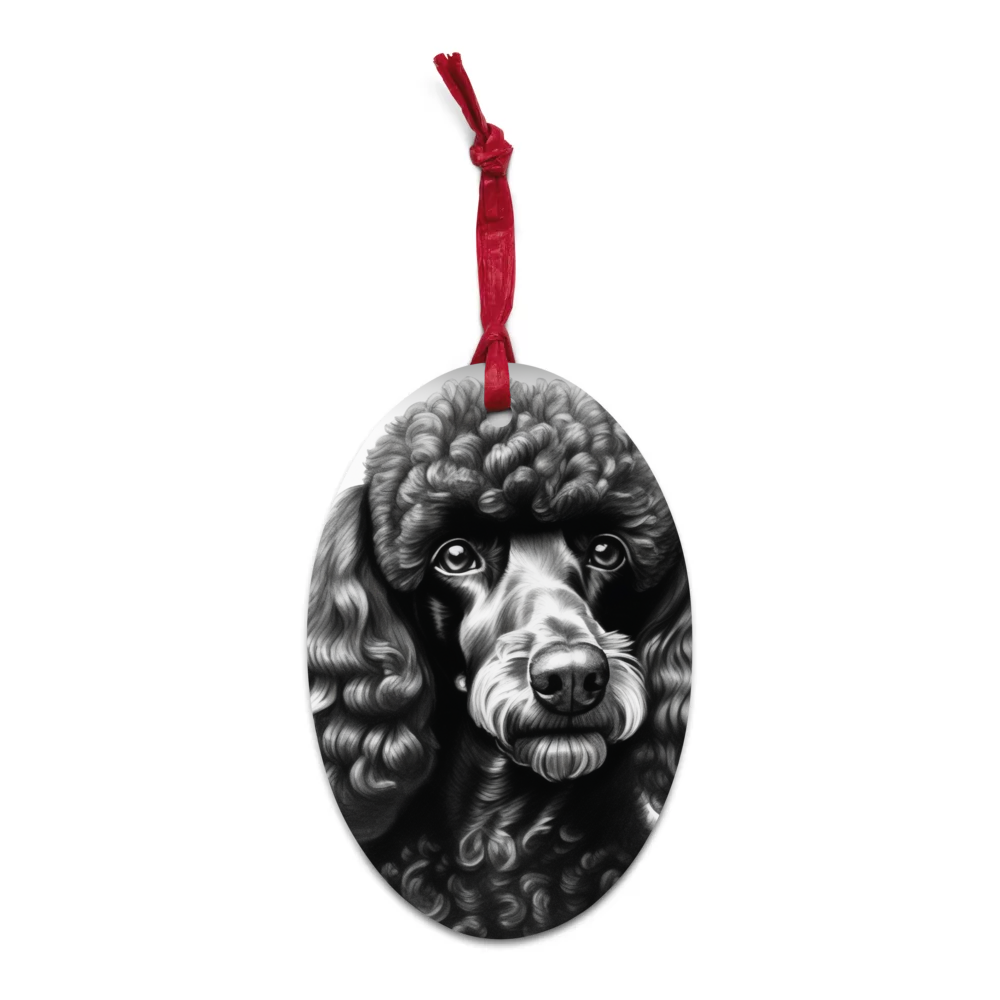 PugMug Custom Black Poodle Wooden Ornament