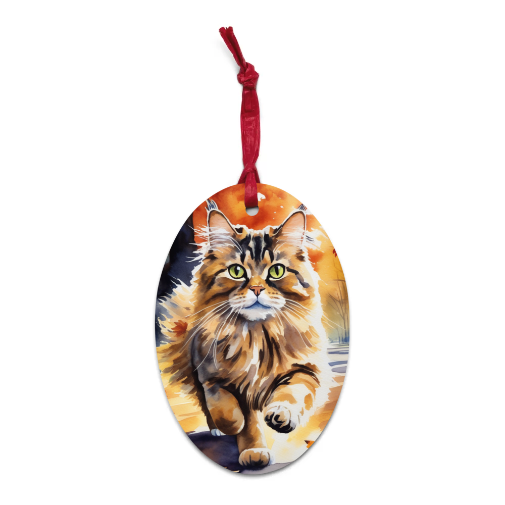 PugMug Custom Tabby Persian Cat Wooden Ornament