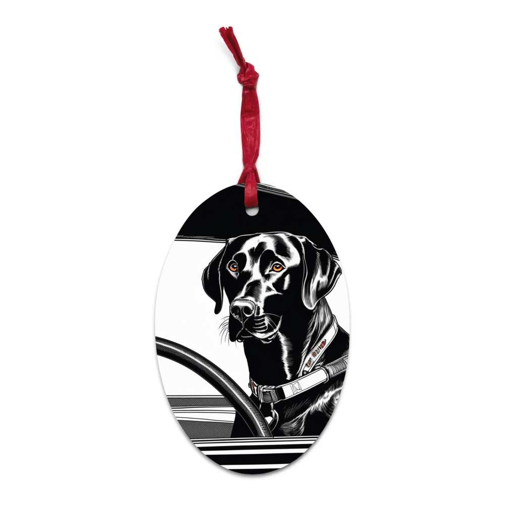 PugMug Custom Black Labrador Retriever Wooden Ornament